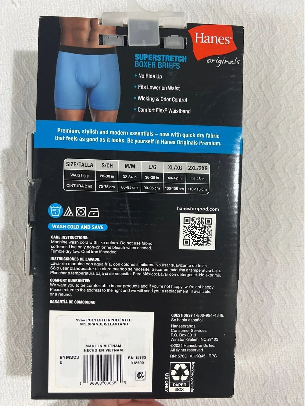 Hanes Originals 3 Superstretch Boxer Briefs Size Small 28-30 Waist